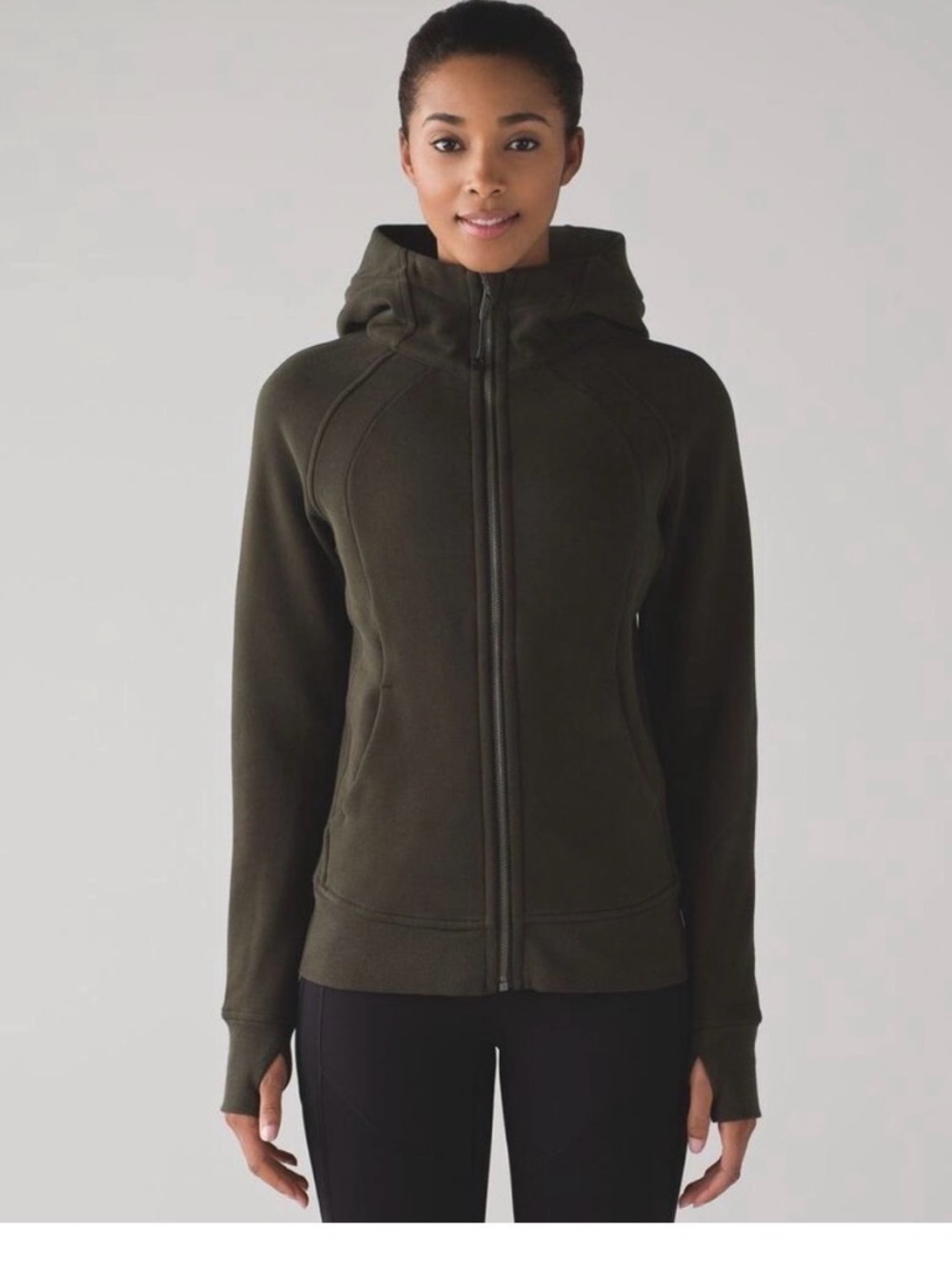 lululemon athletica Scuba Olive Green Full-Zip Hooded Jacket - Sz 2
